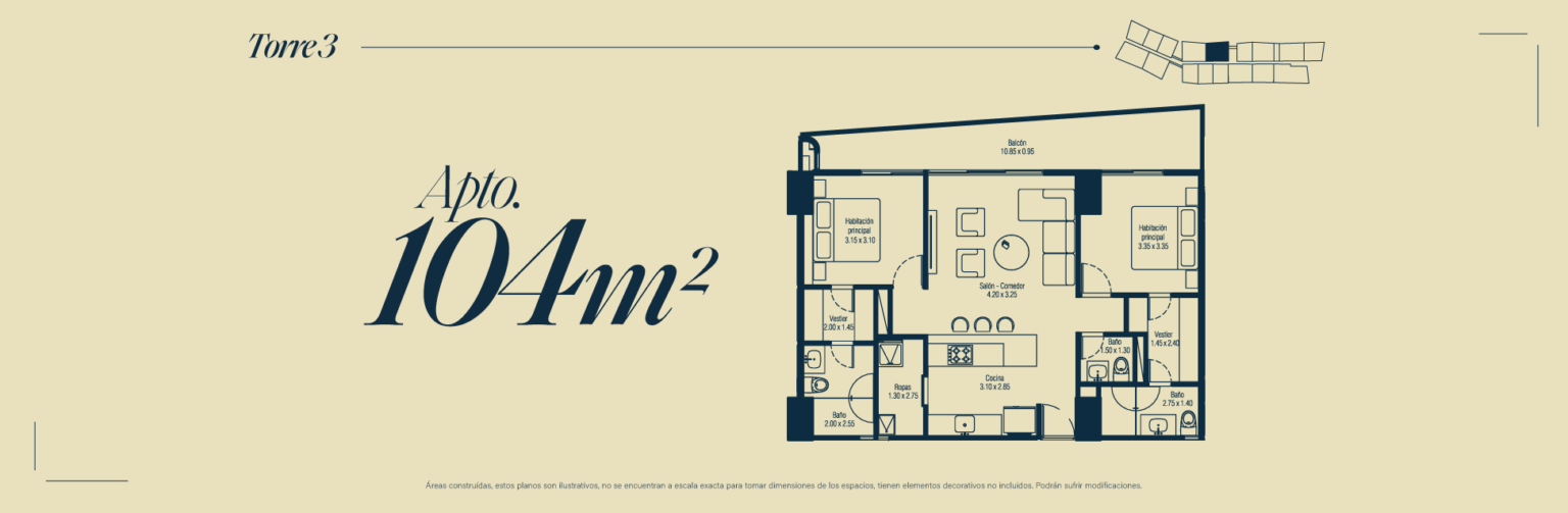 Plano apto 104 m2 calmo